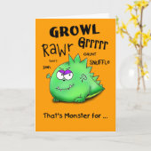 Het gelukkige Grommende Monster van Halloween Kaart (Gele Bloem)