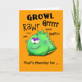 Het gelukkige Grommende Monster van Halloween Kaart
