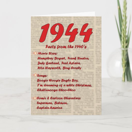 Het gelukkige Jaar van de Verjaardag 1944 de jaren Kaart (Voorkant)