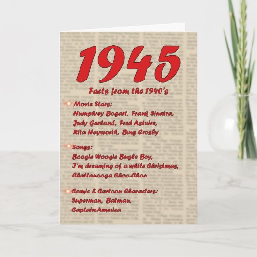 Het gelukkige Jaar van de Verjaardag 1945 de jaren Kaart (Voorkant)