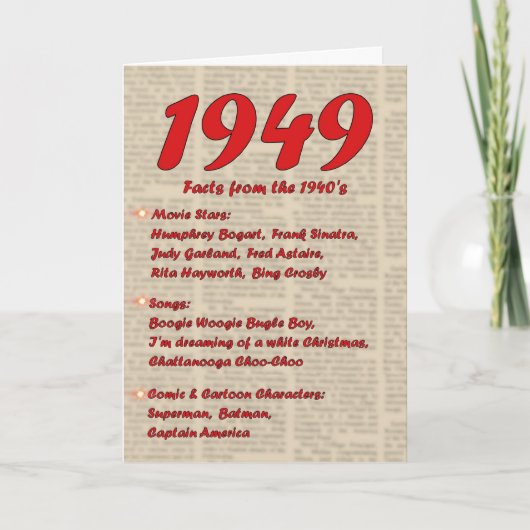 Het gelukkige Jaar van de Verjaardag 1949 de jaren Kaart (Voorkant)