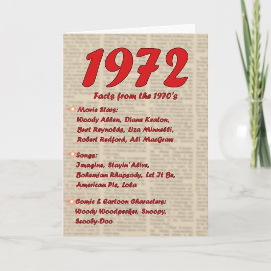 Het gelukkige Jaar van de Verjaardag 1972 de jaren Kaart (Voorkant)