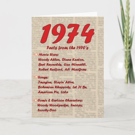 Het gelukkige Jaar van de Verjaardag 1974 de jaren Kaart (Voorkant)