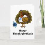 Het gelukkige Joodse Turkije Wenskaart van Feestdagen Kaart<br><div class="desc">Eens in een leven komt Thanksgivukkah! Dat is omdat voor het eerst sinds 1888 de Chanoeka en de Thanksgiving tezelfdertijd zijn. Zo, het mengen van het woord "Thanksgiving De Chanoeka" nu is "Thanksgivukkah"! Om dit te vieren, ontwierp ik een pret Joods Turkije die met een dreidel speelt en een T-shirt...</div>