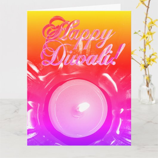 Het Gelukkige Kleurrijke Kaarslicht Diwali van de Kaart (Gele Bloem)