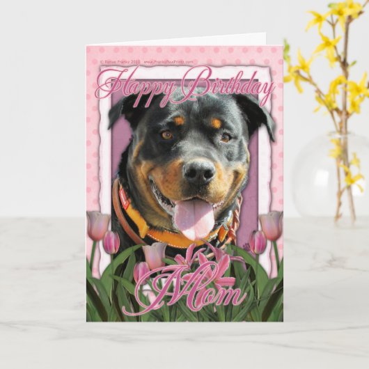 Het gelukkige Mamma van de Verjaardag - Rottweiler Kaart (Gele Bloem)