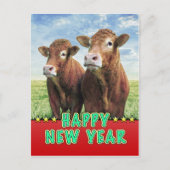 Het GELUKKIGE NIEUWJAAR behekst de koejongens Feestdagenkaart (Voorkant)