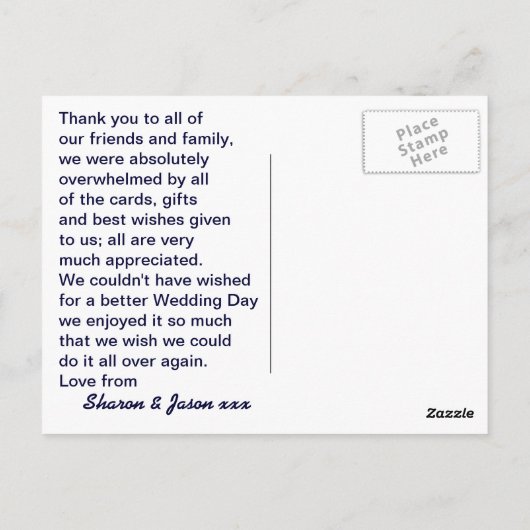 Het gelukkige paar huwelijkscadeau bedankt briefkaart (Achterkant)