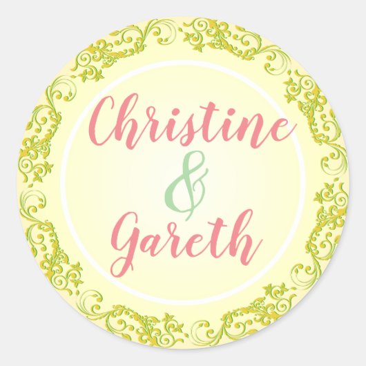 Het gelukkige paar. Twee Namen op een Ronde Sticker (Voorkant)