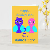 Het gelukkige Paar van de Uil van het Tweede Kaart (Gele Bloem)