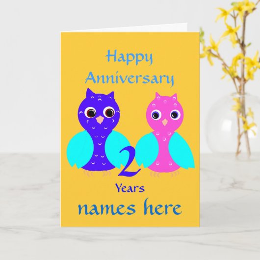 Het gelukkige Paar van de Uil van het Tweede Kaart (Gele Bloem)