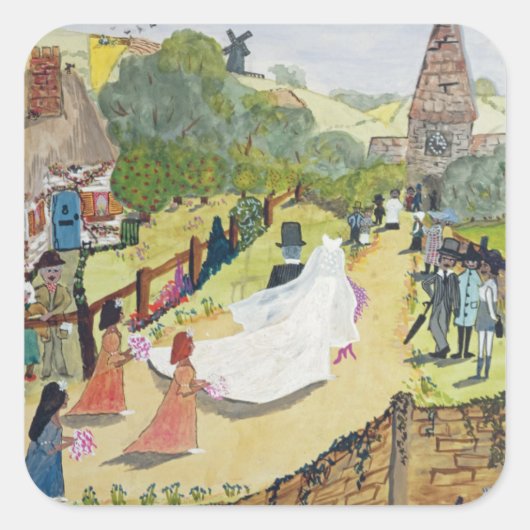 Het gelukkige paar vierkante sticker (Voorkant)