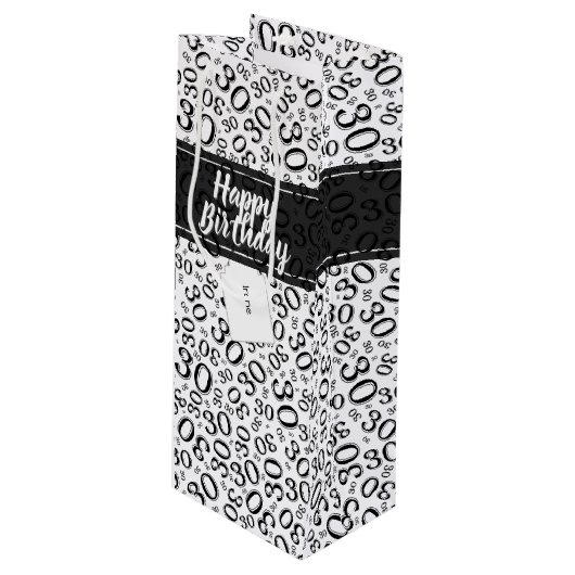 Het gelukkige Patroon van het Aantal van de 30ste Wijn Cadeautas (Voorkant Gekanteld)
