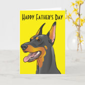 Het gelukkige Pop-art Personaliseerbare Doberman Kaart (Gele Bloem)