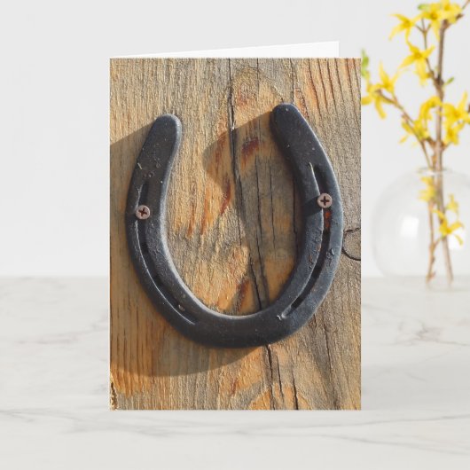 Het Gelukkige Rustieke Westerne Hoefijzer van de Kaart (Gele Bloem)