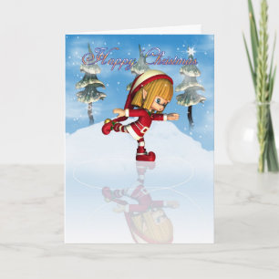 Het gelukkige schaatsen van het Elf van Moonies Feestdagen Kaart