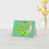 Het gelukkige St. Patrick Hoefijzer van het Geluk Kaart (Gele Bloem)