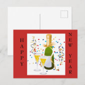 Het gelukkige van de champagneconfettien van het feestdagenkaart (Voorkant / Achterkant)