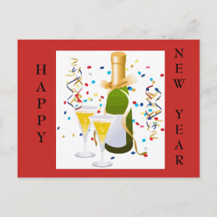 Het gelukkige van de champagneconfettien van het feestdagenkaart