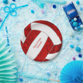 het gelukkige verjaardagsfeest rood witvolleyball papieren bordje (Feest)