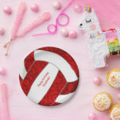 het gelukkige verjaardagsfeest rood witvolleyball papieren bordje (Feest)