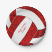 het gelukkige verjaardagsfeest rood witvolleyball papieren bordje (Voorkant)