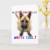 Het gelukkige Vuile Meisje van de Verjaardag Kaart (Gele Bloem)