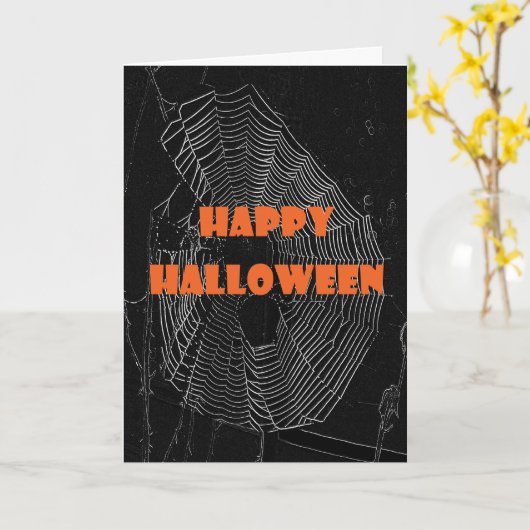 Het gelukkige Web van Halloween Kaart (Gele Bloem)