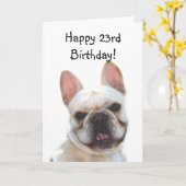 Het gelukkige Wenskaart van de Buldog van de 23ste Kaart (Gele Bloem)