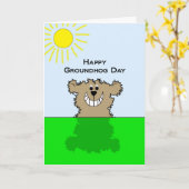 Het gelukkige Wenskaart van de Dag Groundhog Kaart (Gele Bloem)