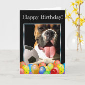 Het gelukkige wenskaart van de de bokserhond van kaart (Gele Bloem)