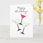 Het gelukkige Wenskaart van de Glazen van Martini Kaart (Gele Bloem)
