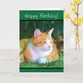 Het gelukkige wenskaart van de Kat van de Kaart (Gele Bloem)