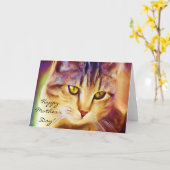 Het gelukkige wenskaart van de Kunst van de Kat Kaart (Gele Bloem)