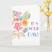 Het gelukkige wenskaart van de Verjaardag met Kaart (Gele Bloem)