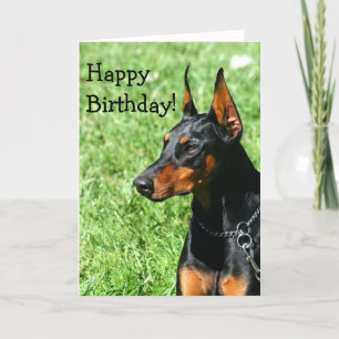 Het gelukkige wenskaart van Doberman Pinscher van Kaart