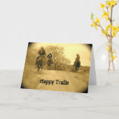 Het gelukkige Wenskaart van Slepen Kaart (Gele Bloem)