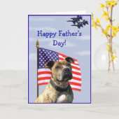 Het gelukkige wenskaart van Vaderdag Pitbull Kaart (Gele Bloem)