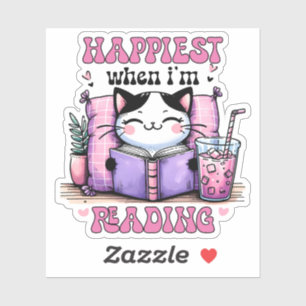 Het gelukkigst als ik een schattige kat lees sticker