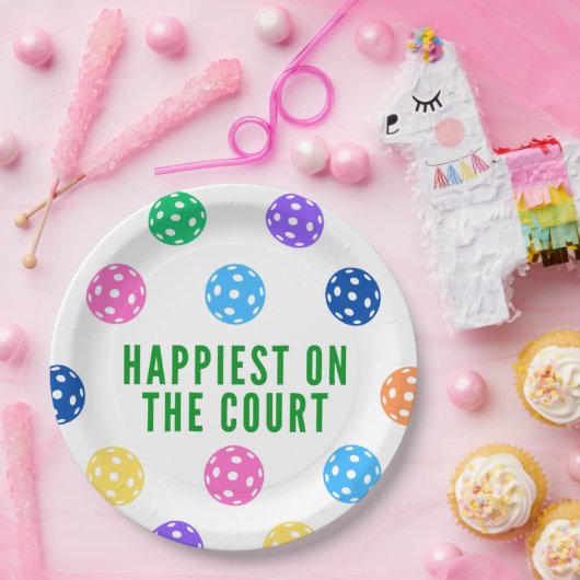 Het gelukkigst op het veld Pickleball servetten Papieren Bordje (Feest)