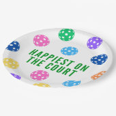 Het gelukkigst op het veld Pickleball servetten Papieren Bordje (Gekanteld)