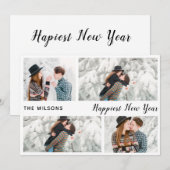 het gelukkigste nieuwe jaar chic modern multi foto feestdagenkaart (Voorkant / Achterkant)