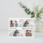 het gelukkigste nieuwe jaar chic modern multi foto feestdagenkaart (Staand voorkant)