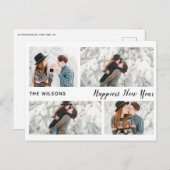 het gelukkigste nieuwe jaar chic modern multi foto feestdagenkaart (Voorkant / Achterkant)