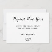 het gelukkigste nieuwe jaar chic modern multi foto feestdagenkaart (Achterkant)