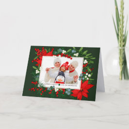 Het gelukkigste Vakantie. Foto van Mistletoe en Po Feestdagen Kaart