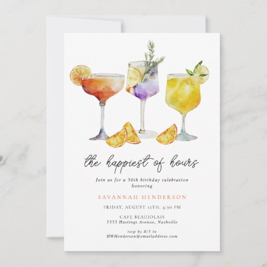 Het gelukkigste van uren 50ste verjaardagsfeestje kaart (Voorkant)