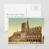 Het gemeentehuis en de kerk Sint-Nicholas, Stralsu Briefkaart (Voorkant / Achterkant)
