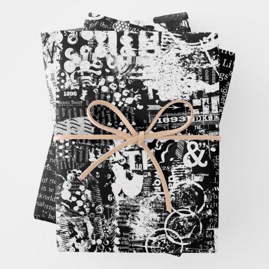 Het gemengde Collage van de Tekst van Media of het Inpakpapier Vel (In situ)