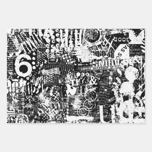 Het gemengde Collage van de Tekst van Media of het Inpakpapier Vel (Voorkant)